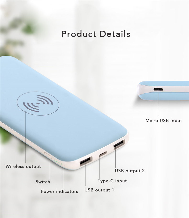 ES108 Wireless Charger Power Bank 8000mAh product detail